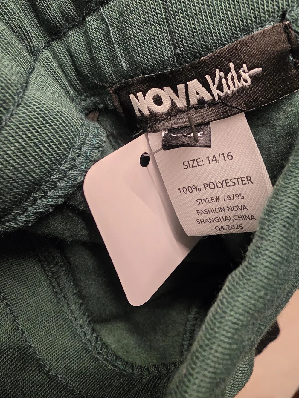 Fashion Nova Kids Green, Black & White Zip Hoodie and Jogger Set